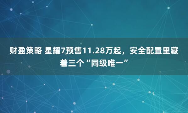 财盈策略 星耀7预售11.28万起，安全配置里藏着三个“同级唯一”